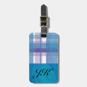 Madras Kariert Blau und Lila Gepäckanhänger