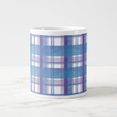 Madras Kariert Blau und Lila Jumbo-Tasse (Vorderseite)