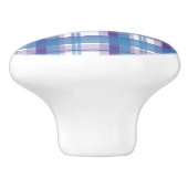 Madras Kariert Blau und Lila Keramikknauf (Seitenansicht)