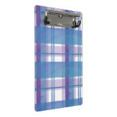 Madras Kariert Blau und Lila Mini Klemmbrett (Schrägansicht)