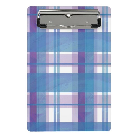 Madras Kariert Blau und Lila Mini Klemmbrett (Vorderseite)