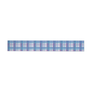 Madras Kariert Blau und Lila Rundum-Adressaufkleber