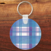 Madras Kariert Blau und Lila Schlüsselanhänger (Vorderseite)