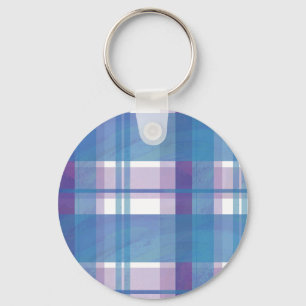 Madras Kariert Blau und Violett Schlüsselanhänger