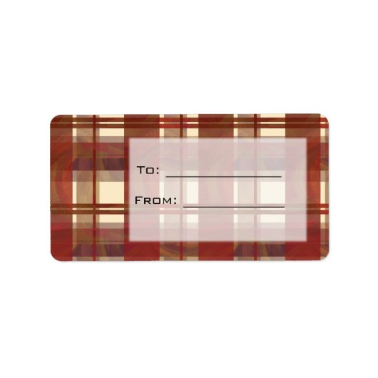 Madras Kariert Fall Red Adressaufkleber (Vorne)