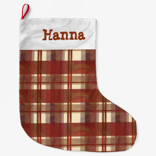 Madras Kariert Fall Red Großer Weihnachtsstrumpf