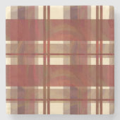 Madras Kariert Fall Red Steinuntersetzer (Vorderseite)
