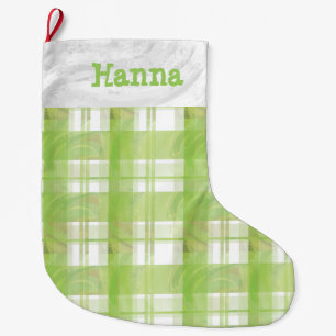 Madras Kariert Green Großer Weihnachtsstrumpf