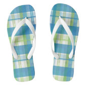 Madras Kariert Green und Blue Badesandalen (Fußbett)