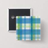 Madras Kariert Green und Blue Button (Vorne & Hinten)