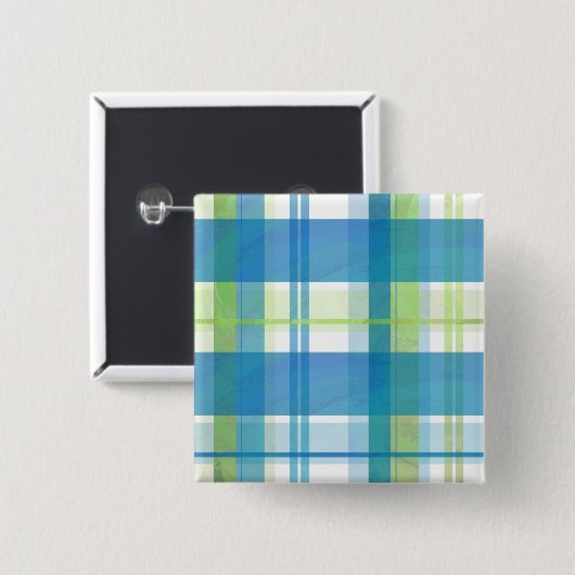 Madras Kariert Green und Blue Button (Vorne & Hinten)