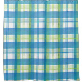 Madras Kariert Green und Blue Duschvorhang (Vorderseite)