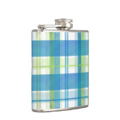 Madras Kariert Green und Blue Flachmann (Rechts)