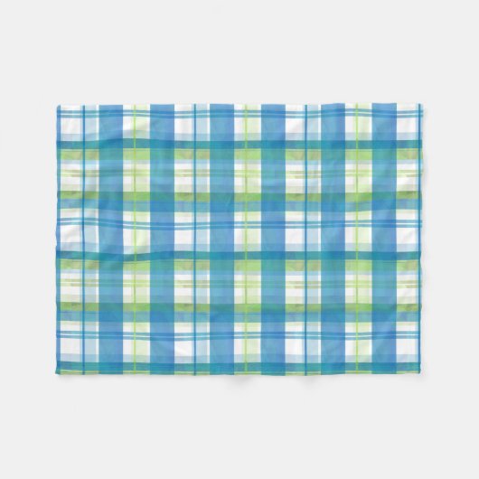 Madras Kariert Green und Blue Fleecedecke (Vorderseite (Horizontal))