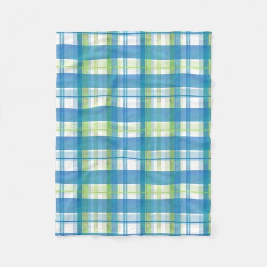 Madras Kariert Green und Blue Fleecedecke (Vorderseite)