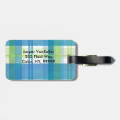 Madras Kariert Green und Blue Gepäckanhänger (Rückseite horizontal)