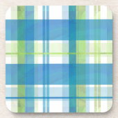 Madras Kariert Green und Blue Getränkeuntersetzer (Vorderseite)