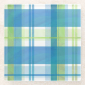 Madras Kariert Green und Blue Glasuntersetzer (Vorderseite)