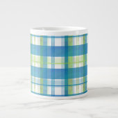 Madras Kariert Green und Blue Jumbo-Tasse (Vorderseite)