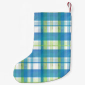 Madras Kariert Green und Blue Kleiner Weihnachtsstrumpf (Rückseite)
