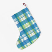 Madras Kariert Green und Blue Kleiner Weihnachtsstrumpf (Rückseite (Hängend))
