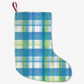 Madras Kariert Green und Blue Kleiner Weihnachtsstrumpf (Vorderseite)