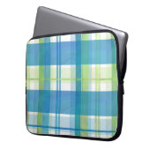 Madras Kariert Green und Blue Laptopschutzhülle (Vorderseite Links)