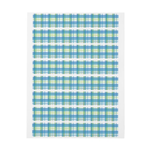 Madras Kariert Green und Blue Rundum-Adressaufkleber (Bogen)