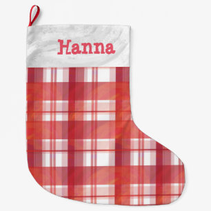 Madras Kariert Red Großer Weihnachtsstrumpf