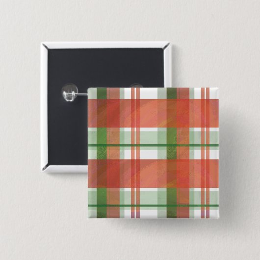 Madras Karierte Weihnachten Button (Vorne & Hinten)