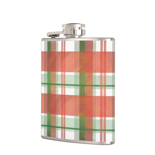 Madras Karierte Weihnachten Flachmann (Links)