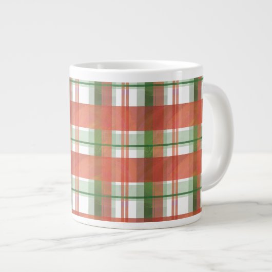 Madras Karierte Weihnachten Jumbo-Tasse (Vorderseite Rechts)
