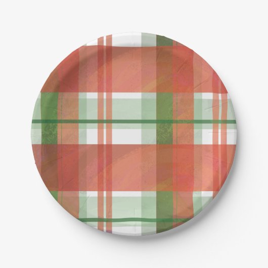 Madras Karierte Weihnachten Pappteller (Vorderseite)