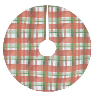 Madras Karierte Weihnachten Polyester Weihnachtsbaumdecke