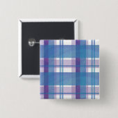 Madras-Karo Blau und Violett Button (Vorne & Hinten)