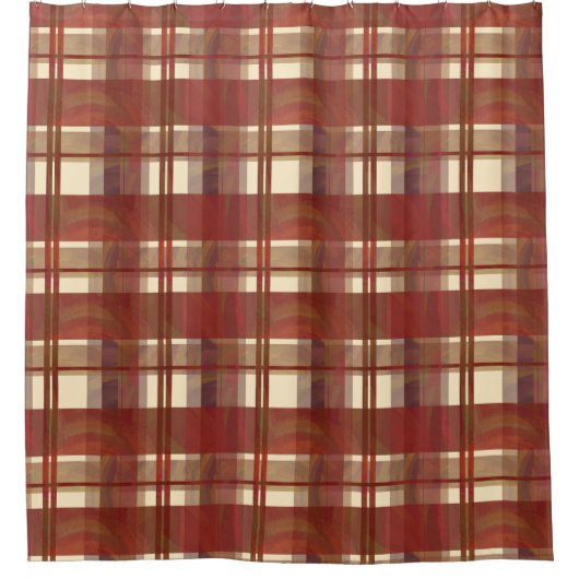 Madras-Karo Fallrot Duschvorhang (Vorderseite)