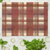 Madras-Karo Fallrot Handtuch (Gefaltet)
