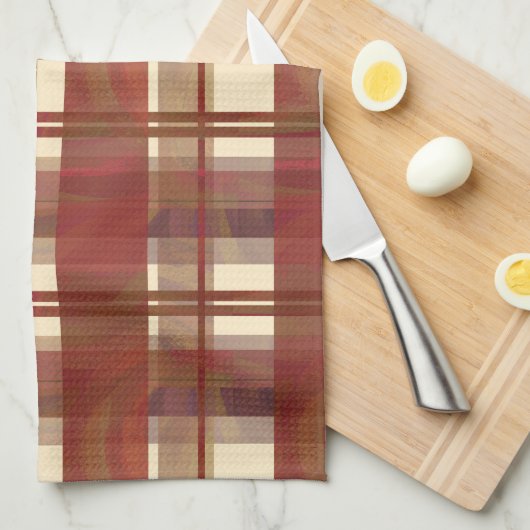Madras-Karo Fallrot Handtuch (Viertel Falte)