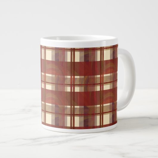 Madras-Karo Fallrot Jumbo-Tasse (Vorderseite Rechts)