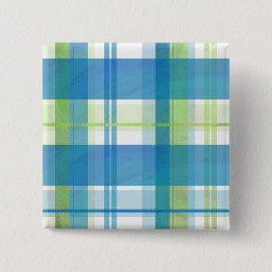 Madras-Karo Grün und Blau Button