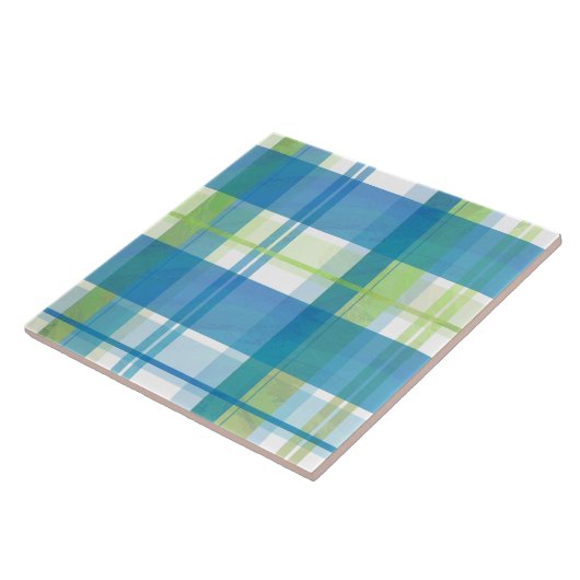 Madras-Karo Grün und Blau Fliese (Seite)