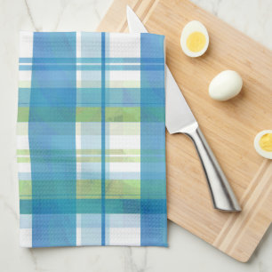 Madras-Karo Grün und Blau Küchentuch