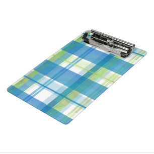 Madras-Karo Grün und Blau Mini Klemmbrett