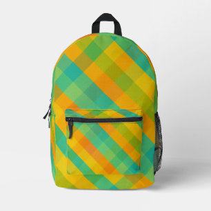 Madras Karo Revival - Citrus Diagonal Kariert Back Bedruckter Rucksack