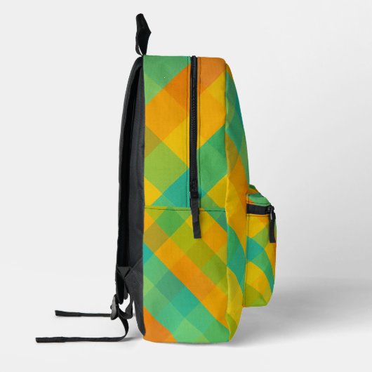 Madras Karo Revival - Citrus Diagonal Kariert Back Bedruckter Rucksack (Links)