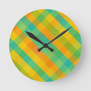 Madras Karo Wiederbelebung - Farbige Karierte Wall Runde Wanduhr