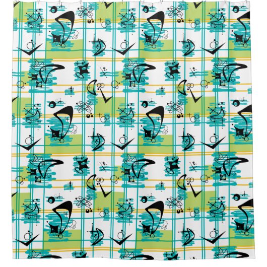 Madras Mitte des Jahrhunderts Duschvorhang (Vorderseite)