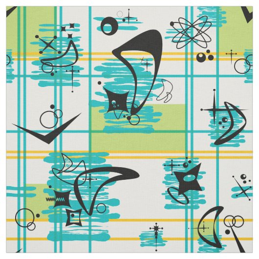 Madras Mitte des Jahrhunderts Stoff (Muster)