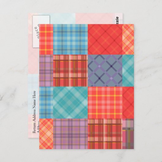 Madras Patchwork Postkarte (Vorne/Hinten)