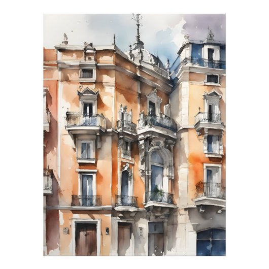 Madrid Aquarellkunst Fotodruck (Vorne)